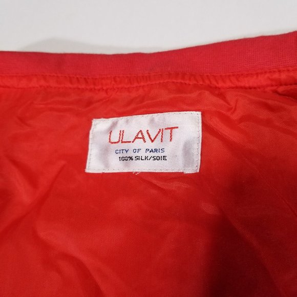 Ulavit Paris 100% Silk Red Zip-up Jacket - Picture 4 of 10